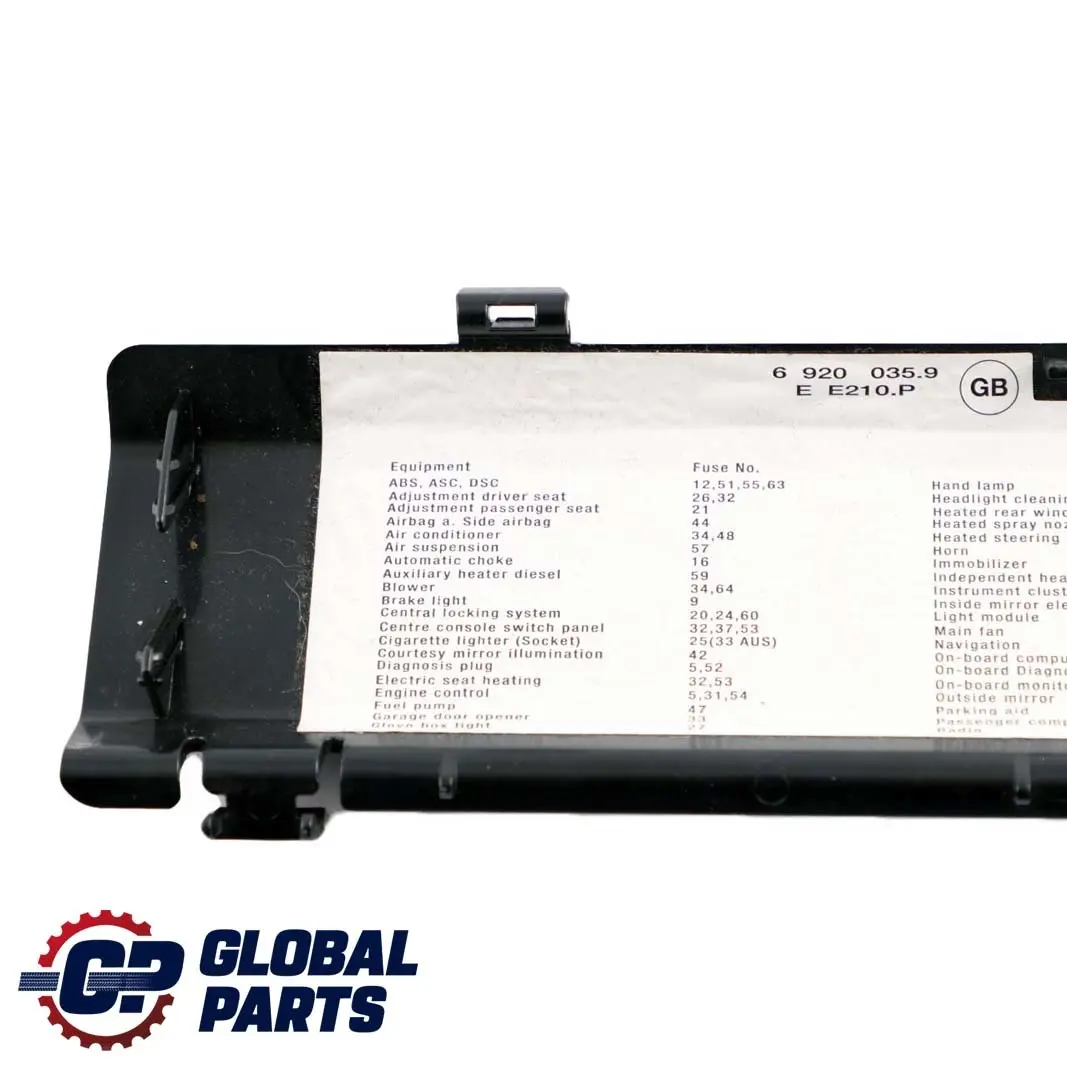 BMW X5 Series E53 Fuse Box Label Trim Cover Panel Sticker 6920035