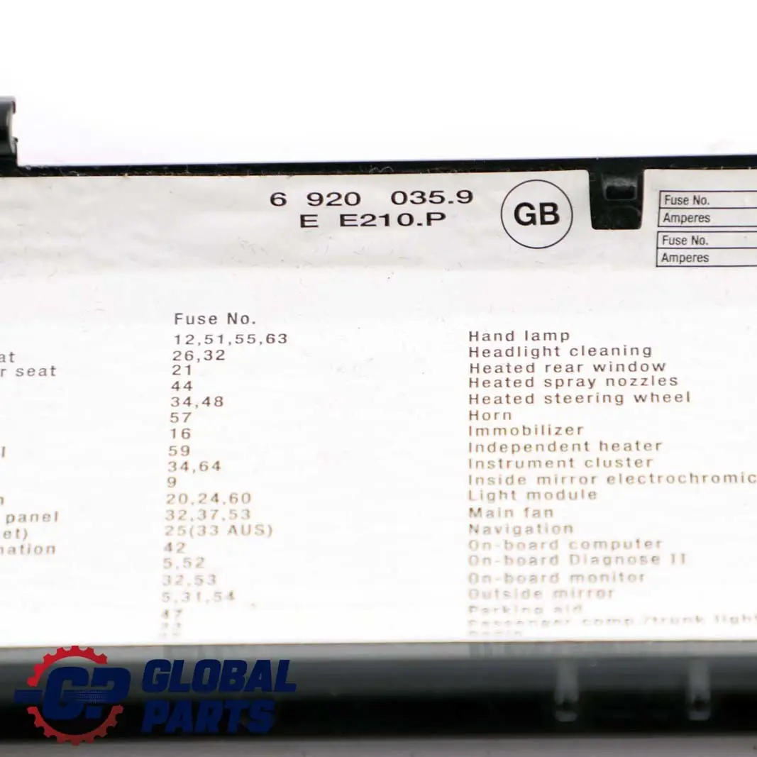 BMW X5 Series E53 Fuse Box Label Trim Cover Panel Sticker 6920035