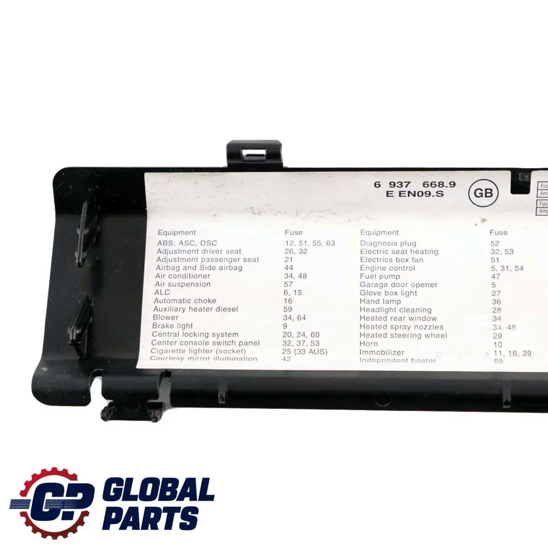 BMW X5 Serie E53 Caja Fusibles Etiqueta Adorno Cubierta Panel Pegatina 6937668