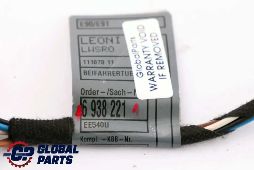 BMW E90 E91 Cableado Puerta Delantera Lado Izquierdo Pasajero 6938221