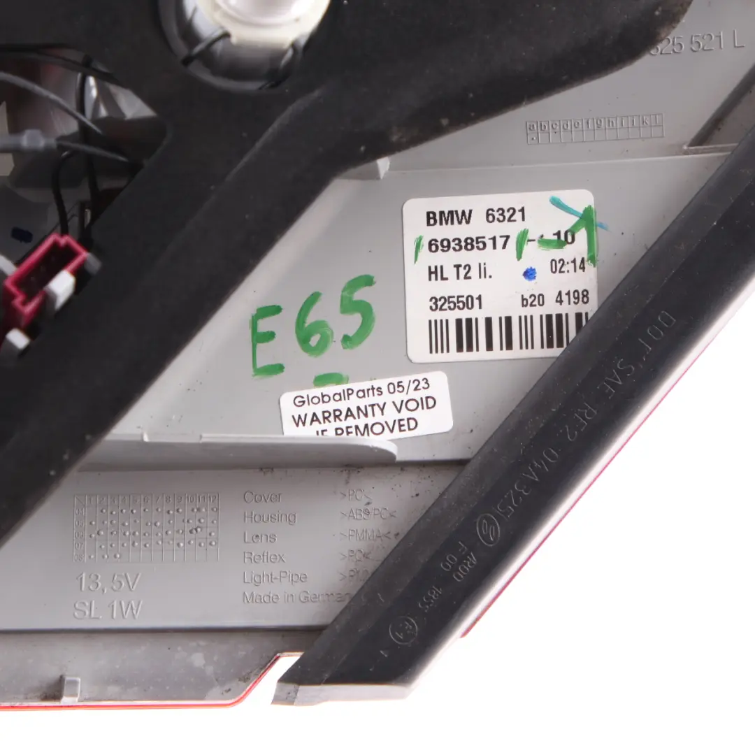 Luz Trasera BMW E65 E66 Izquierda En Tapa Maletero Maletero Portón 6938517