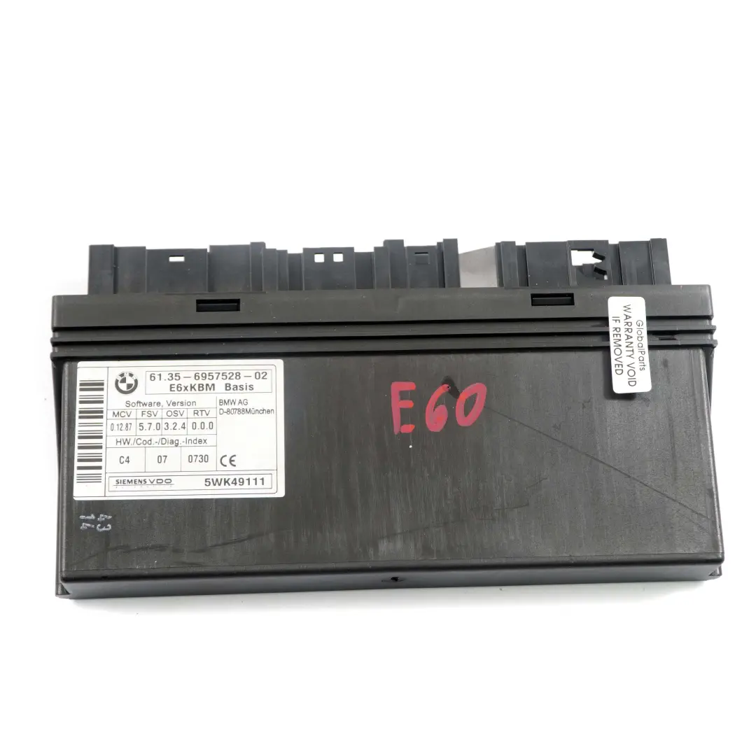 BMW 5 6 E60 E63 LCI Body Control Module ECU Control Unit KBM Basis 6957528