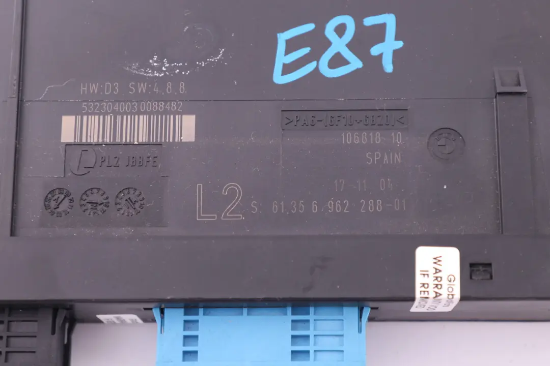 BMW E87 Módulo Control de Carrocería ECU L2 PL2 JBBFE Caja de Conexiones 6962288