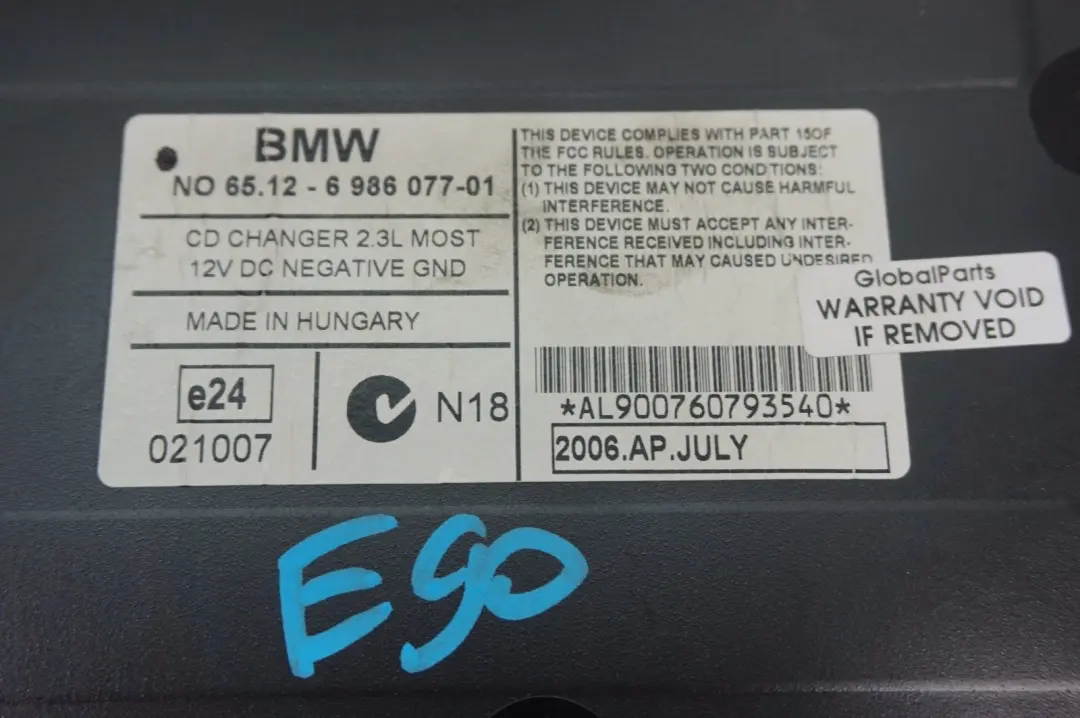 BMW E81 E87 E90 E91 E92 Cargador CD 6 Discos Con Cargador 6986077