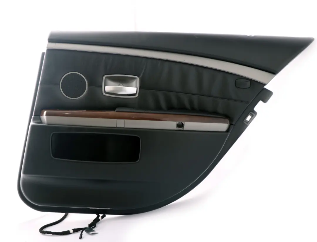 BMW 7 E65 Rear Right O/S Door Card Lining Trim Panel Black Leather
