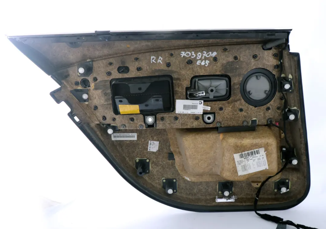 BMW 7 E65 Rear Right O/S Door Card Lining Trim Panel Black Leather