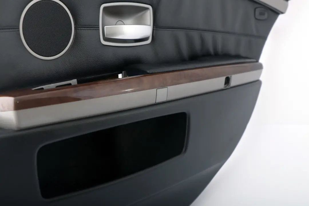 BMW 7 E65 Rear Right O/S Door Card Lining Trim Panel Black Leather