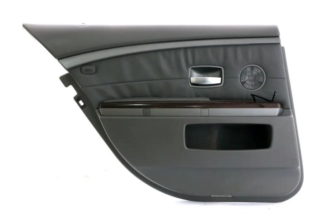 BMW E65 Panel Embellecedor Forro Piel Gris Puerta Trasera Izquierda