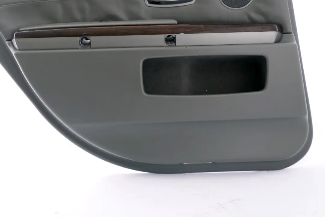 BMW E65 Panel Embellecedor Forro Piel Gris Puerta Trasera Izquierda