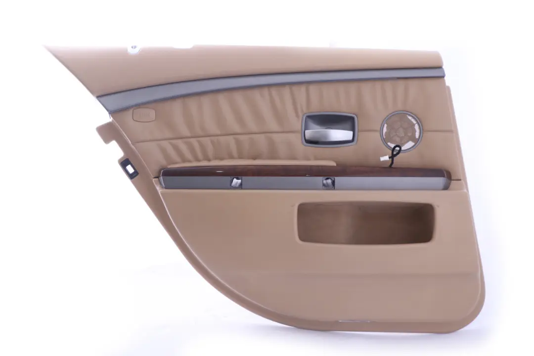 BMW E65 Parte Trasera Izquierda Interior Cuero Panel Embellecedor Puerta Beige