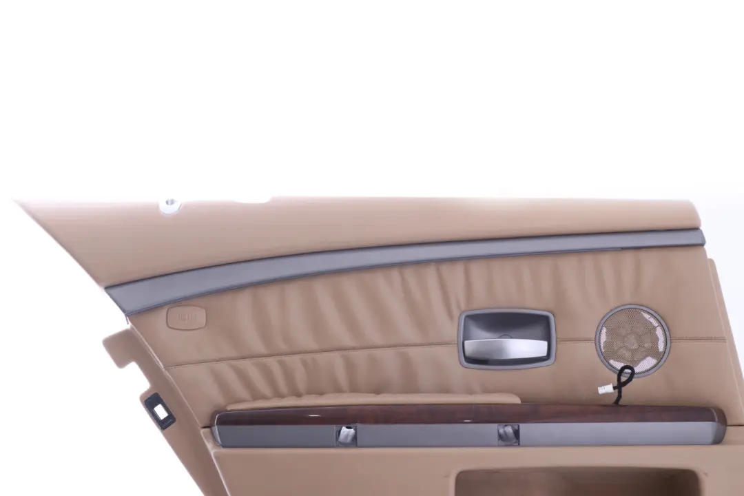 BMW E65 Parte Trasera Izquierda Interior Cuero Panel Embellecedor Puerta Beige