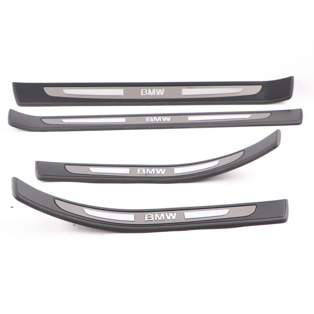 BMW E65 Entrance Strip Door Panelling Cover Edge Trim Sill Kick Plate Set Black