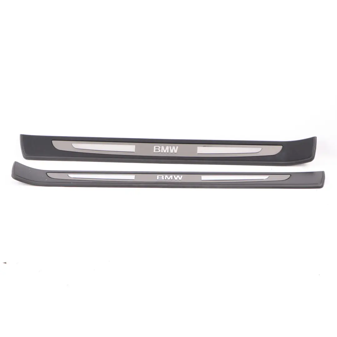 BMW E65 Entrance Strip Door Panelling Cover Edge Trim Sill Kick Plate Set Black