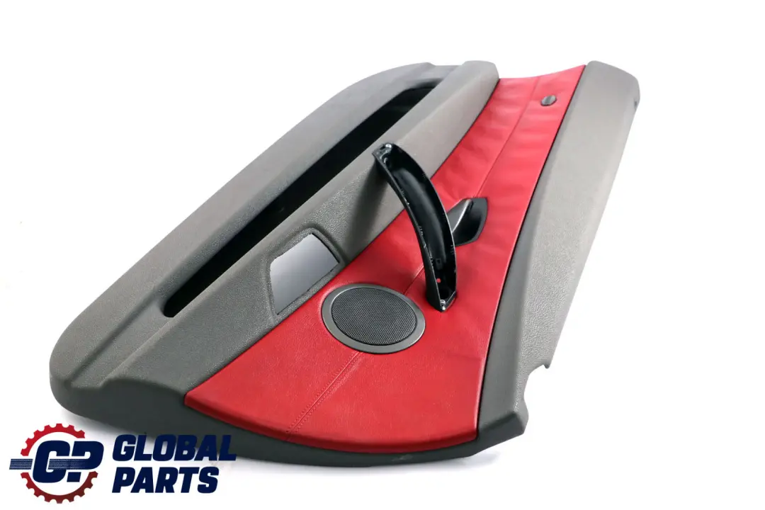 BMW Z4 E85 E86 Anteriore Sinistro Porta Scheda Pelle Grigio Rosso Trim Panello