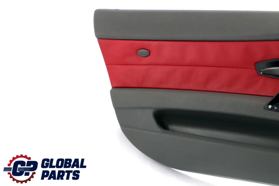 BMW Z4 E85 E86 Anteriore Sinistro Porta Scheda Pelle Grigio Rosso Trim Panello