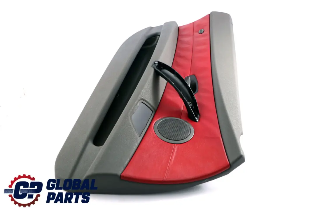 BMW Z4 E85 E86 Anteriore Sinistro Porta Scheda Pelle Grigio Rosso Trim Panello