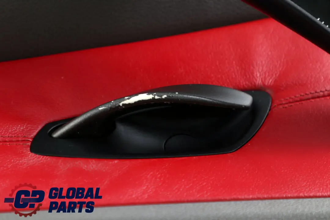 BMW E85 E86 Delantero Derecho Tarjeta de Puerta Cuero Gris Rojo Trim Panel