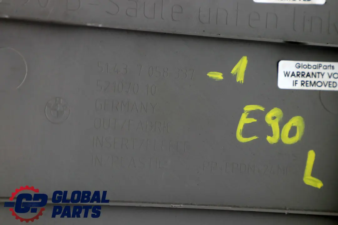 BMW E90 E91 E91N Tapa Columna B Inferior Izquierda Gris Grau