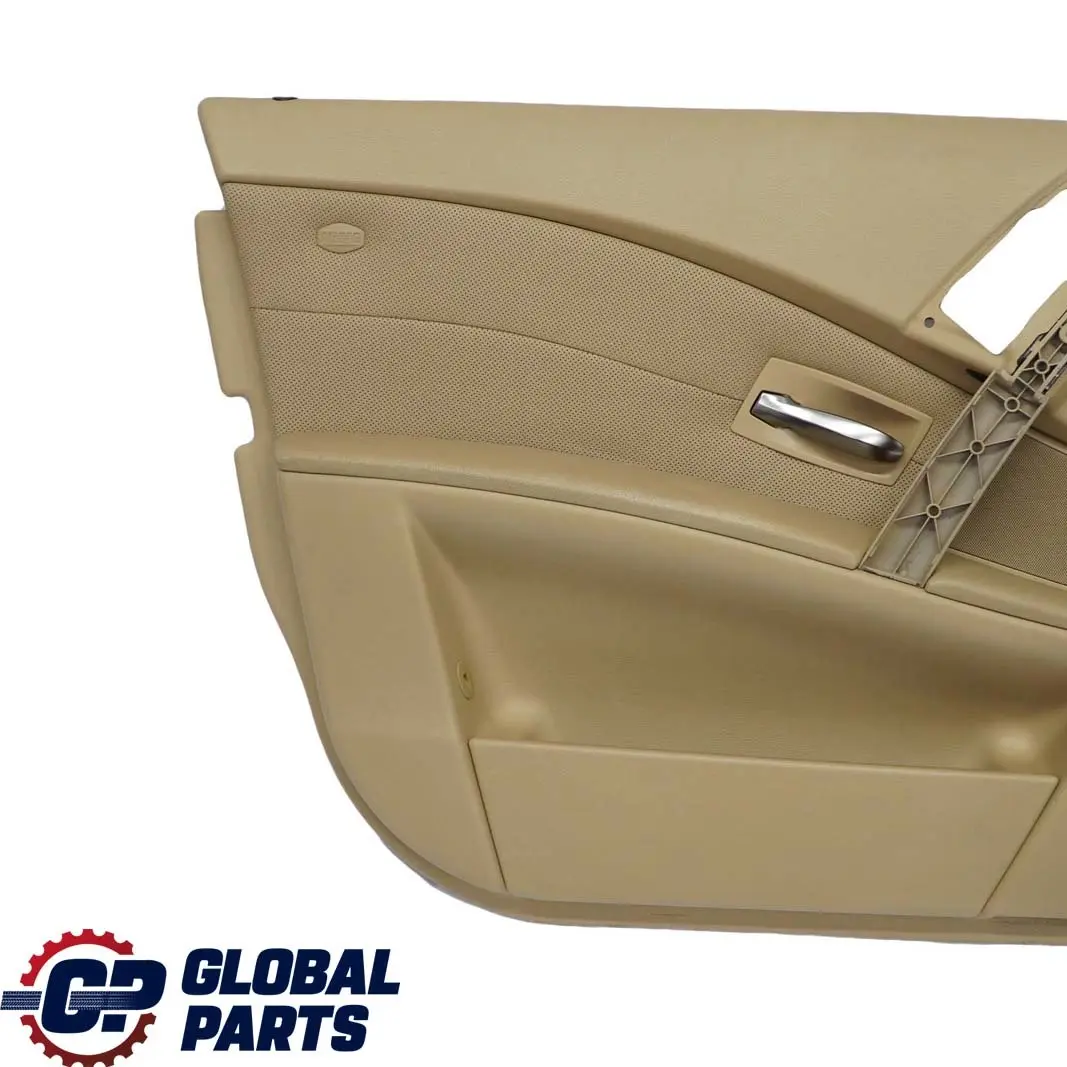 BMW E60 E61 Frente Izquierda Tarjeta De puerta De cuero Nasca Beige Forro Trim