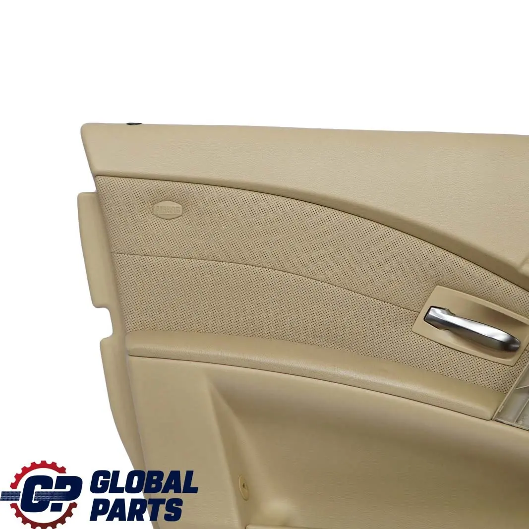 BMW E60 E61 Frente Izquierda Tarjeta De puerta De cuero Nasca Beige Forro Trim