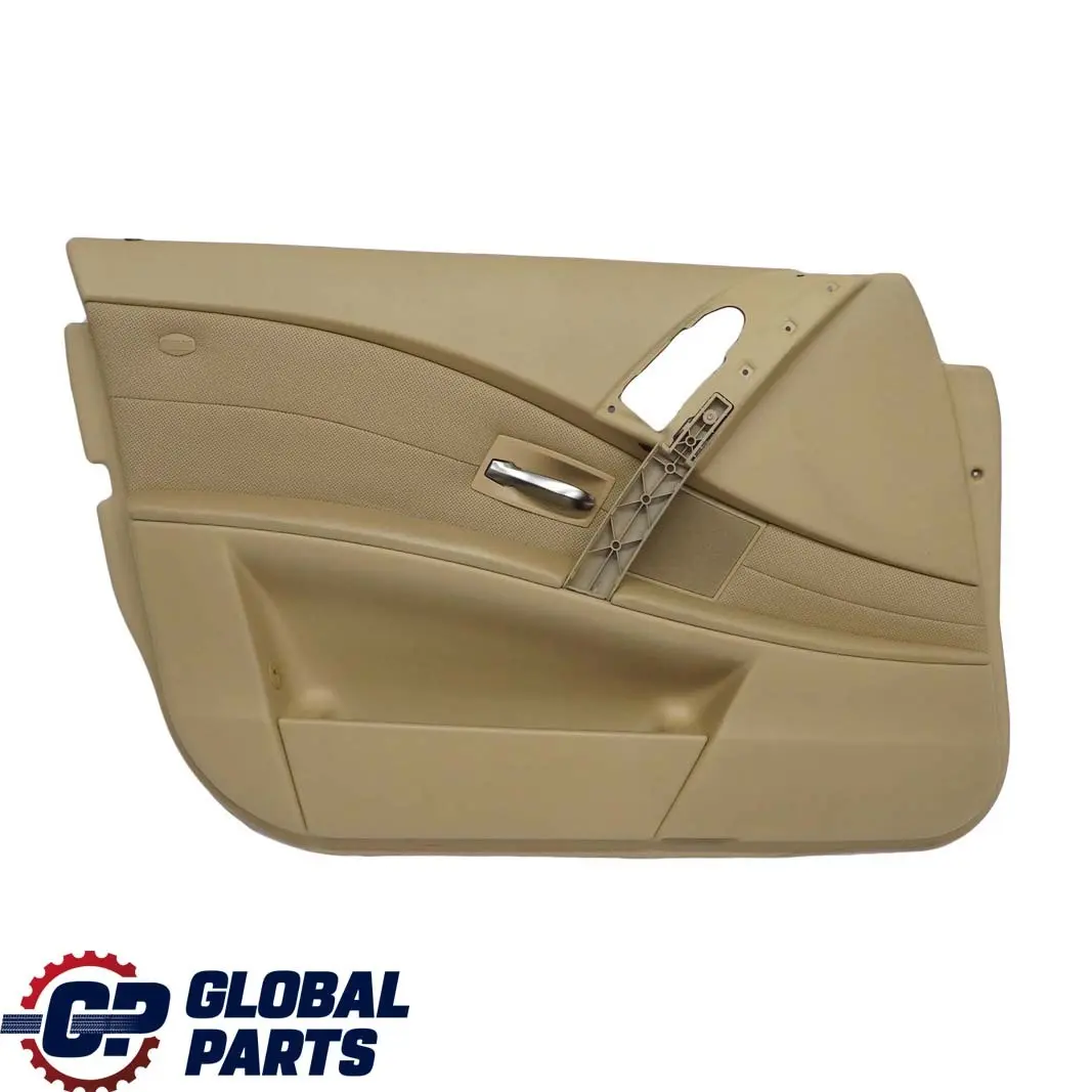 BMW E60 E61 Frente Izquierda Tarjeta De puerta De cuero Nasca Beige Forro Trim