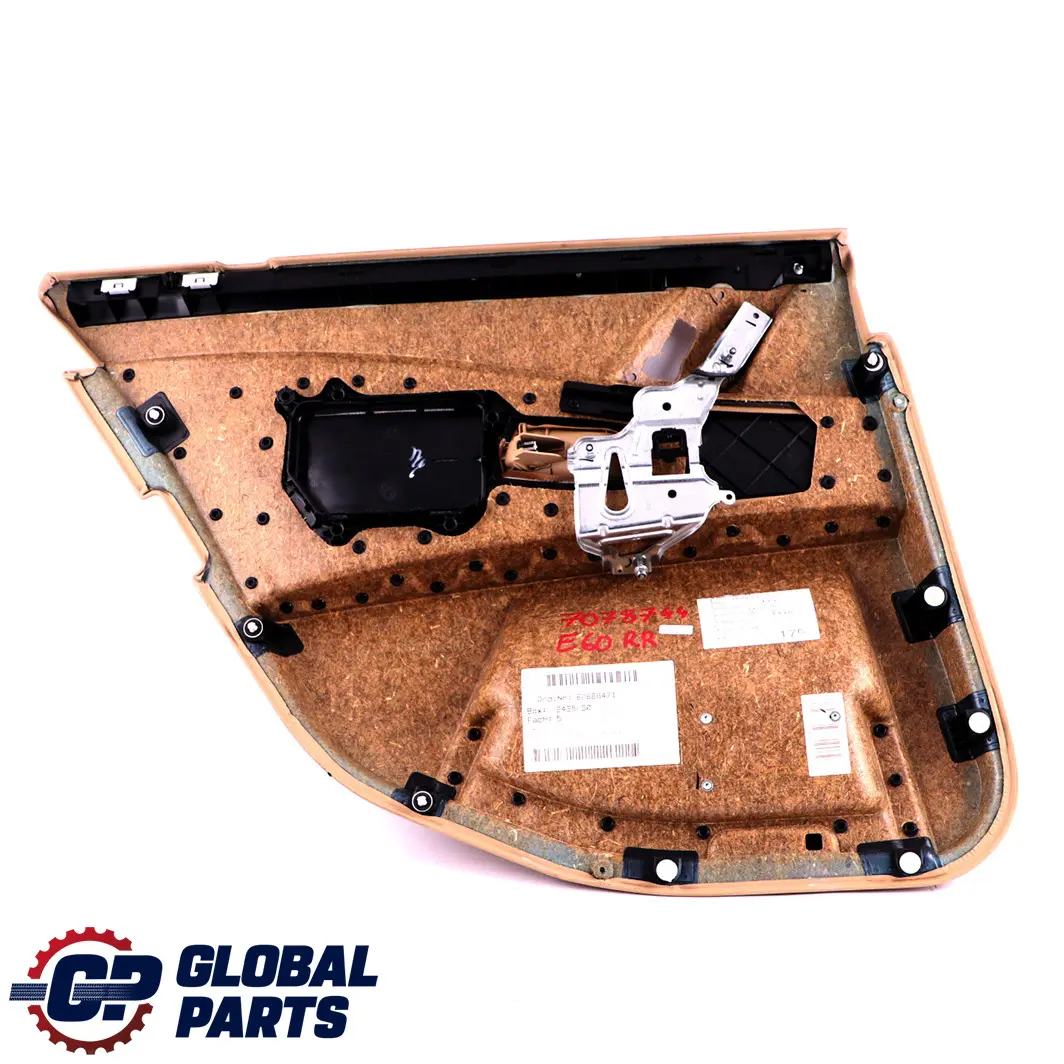 BMW E60 E61 Tarjeta puerta revestimiento panel trasero derecho cuero beige