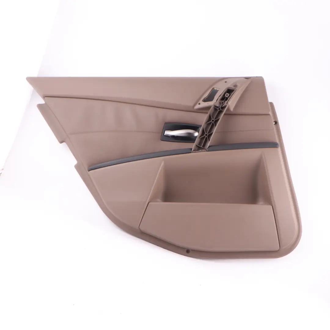 BMW E60 Tarjeta de Puerta Trasera Izquierda Puerta Interior Panel Cuero Marrón