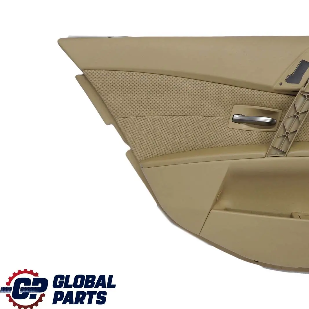 BMW E60 E61 Trasera Izquierda Tarjeta De puerta De cuero Nasca Beige Forro Trim