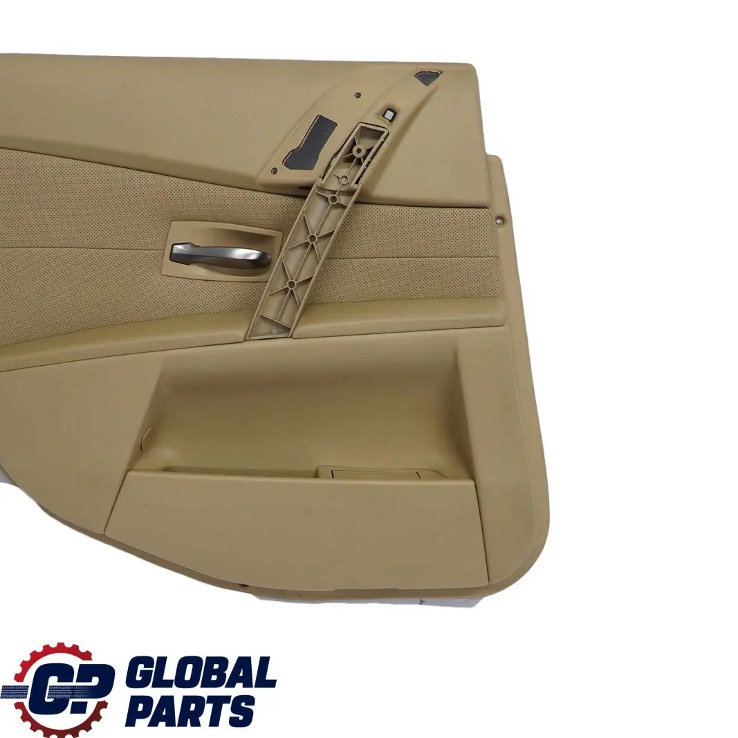 BMW E60 E61 Trasera Izquierda Tarjeta De puerta De cuero Nasca Beige Forro Trim