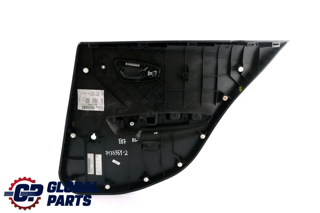 BMW 1 Series E87 Rear Left N/S Door Card Trim Panel Schwarz Black Folienteil