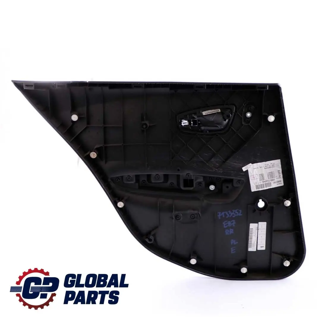 BMW 1 Series E87 Rear Right O/S Door Card Trim Panel Black Leather Boston