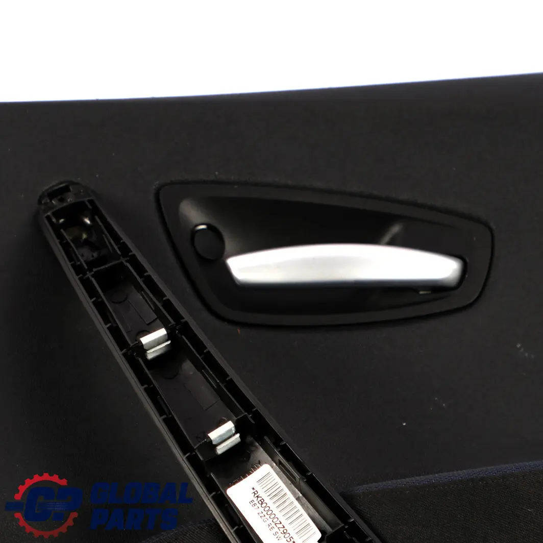 BMW 1 Series E87 Rear Right O/S Door Card Trim Panel Black Fabric Monaco Blue