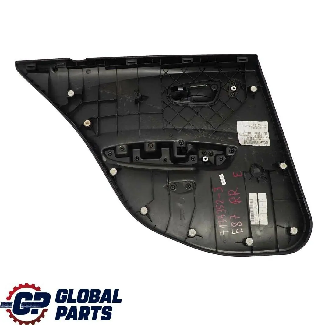 BMW E87 Trasera Derecha O / S Tela Interior Tarjeta De Puerta Panel Trim Negro