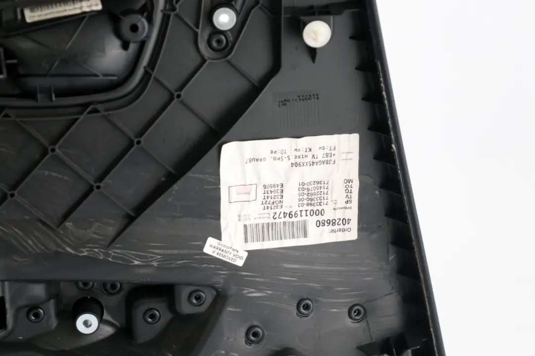 BMW 1 Series E87 2 Rear Right O/S Door Card Trim Panel Folienteil Schwarz Black