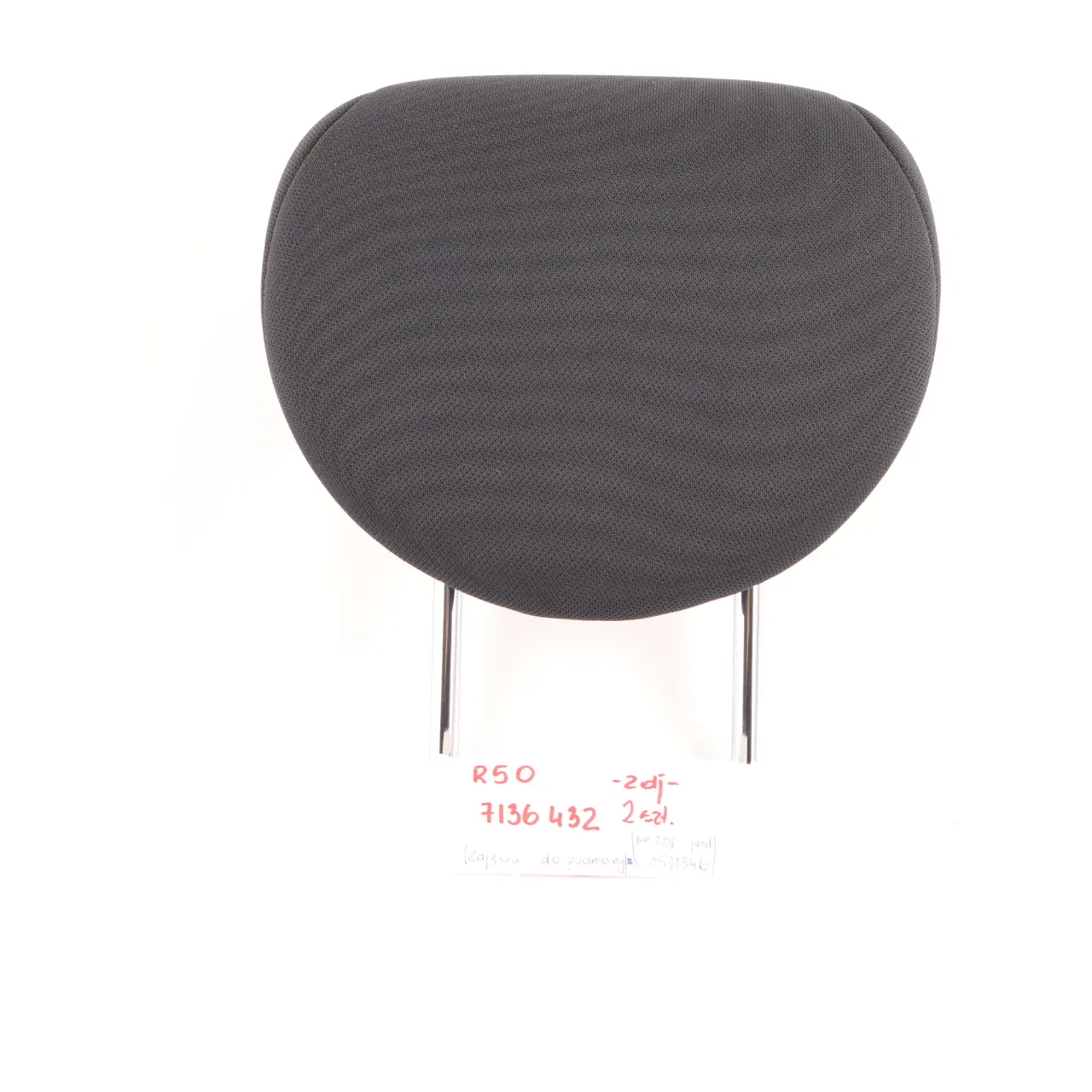 BMW Mini Cooper One R50 Rear Seat Fabric Cloth Headrest Panther Black