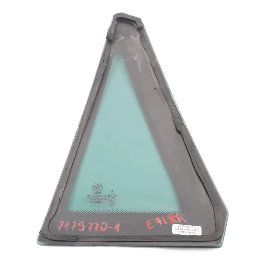 BMW X6 E71 Door Fixed Window Glass Rear Right O/S Triangle Black AS3 7179770