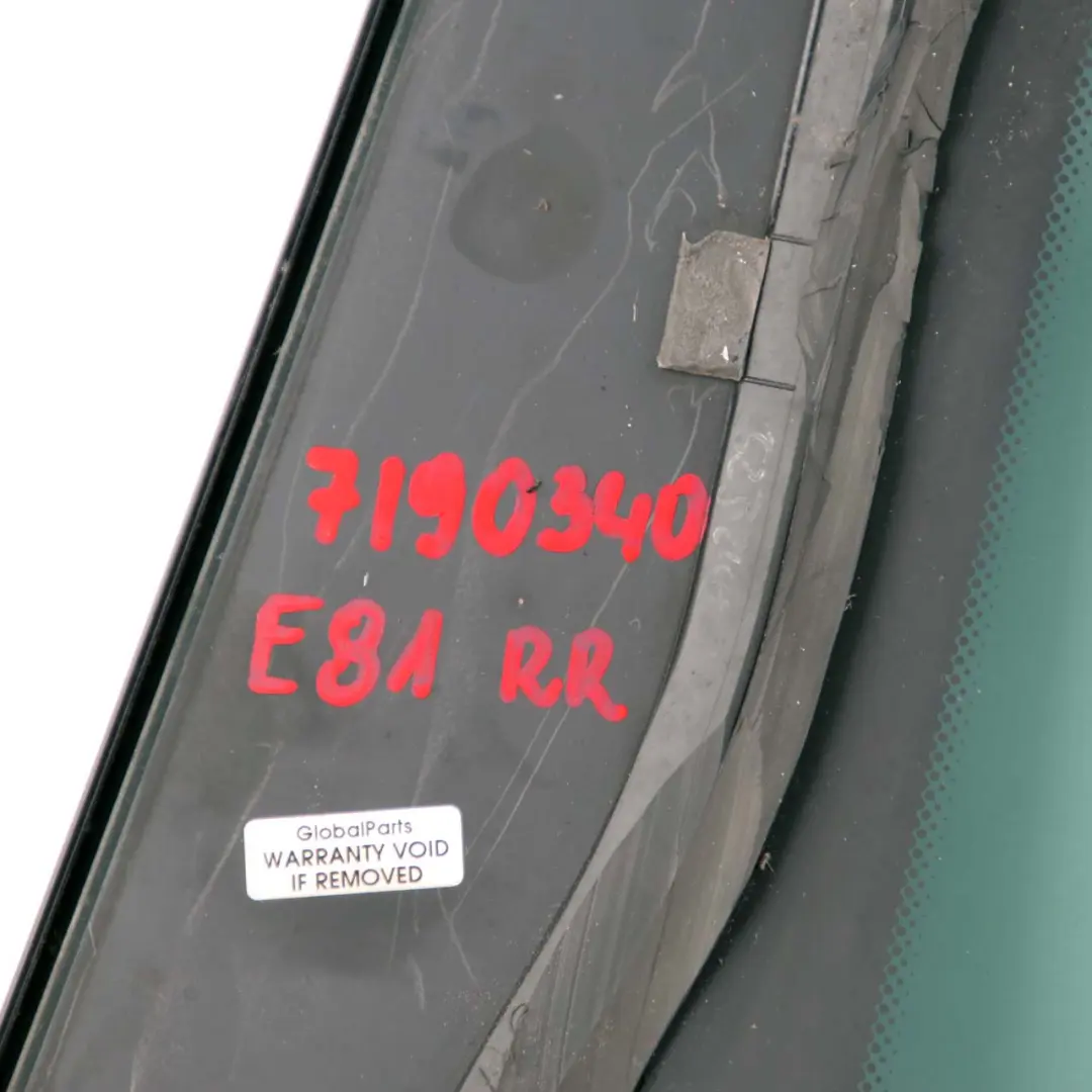 BMW 1 Series E81 Rear Right Door O/S Side Window Glass Black AS3 Trim 7190340