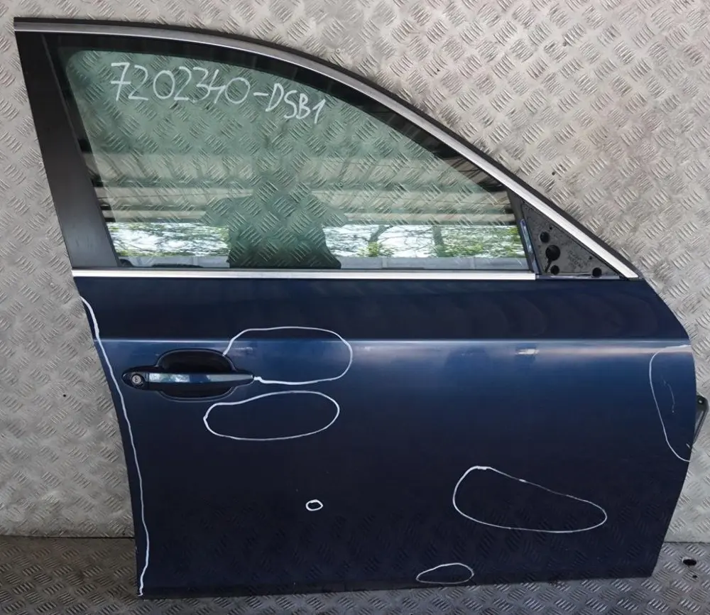 BMW 5 Series E60 E61 Door Front Right O/S Tiefseeblau Deep Sea Blue - A76