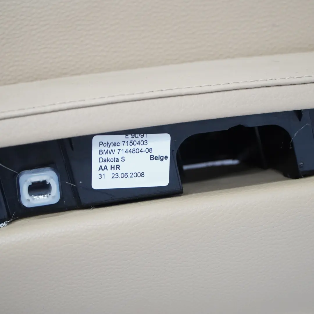 BMW E91 Tarjeta de Puerta Trasera Derecha Recubrimiento Cuero Dakota Beige