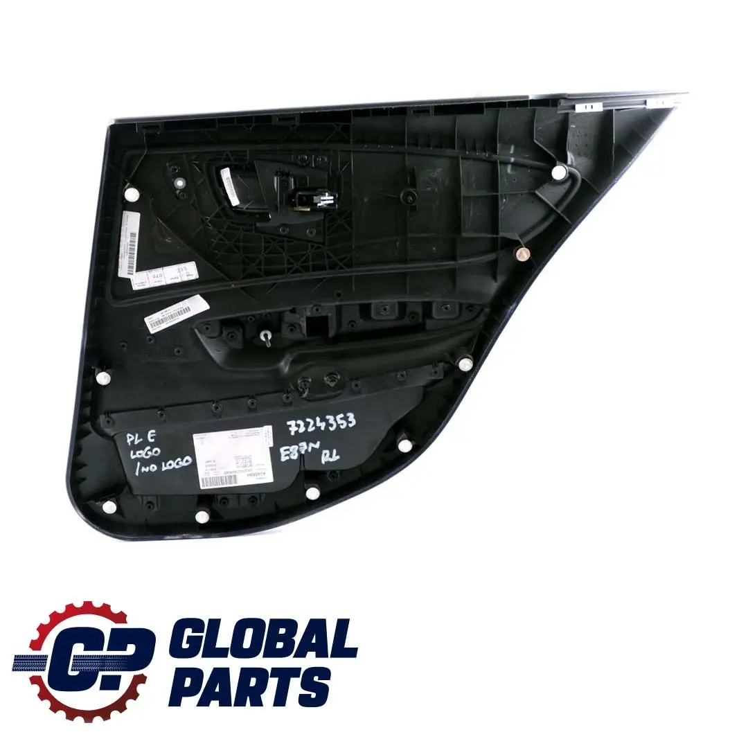 BMW E87 LCI Puerta Trasera Izquierda Forro Panel Cuero Boston Negro