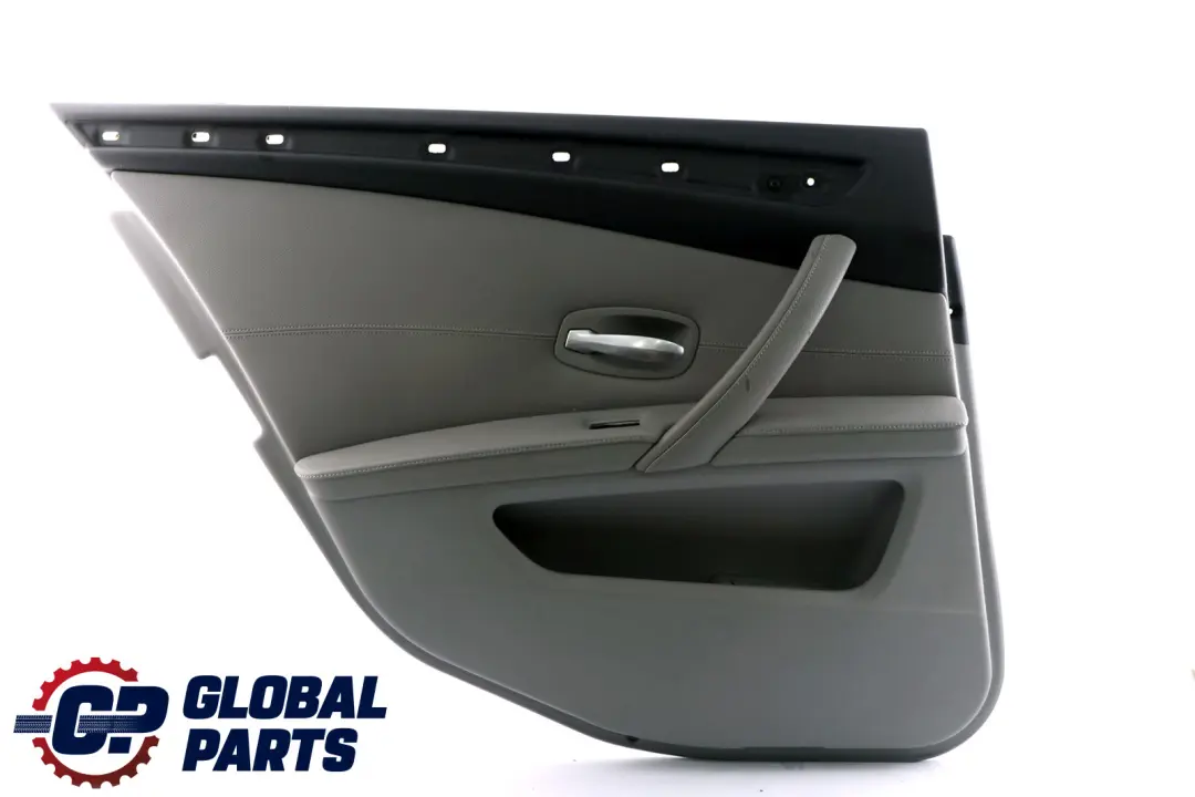 BMW E60 E61 LCI Trasera Izquierda Tarjeta De Puerta Forro Panel De Cuero Gris