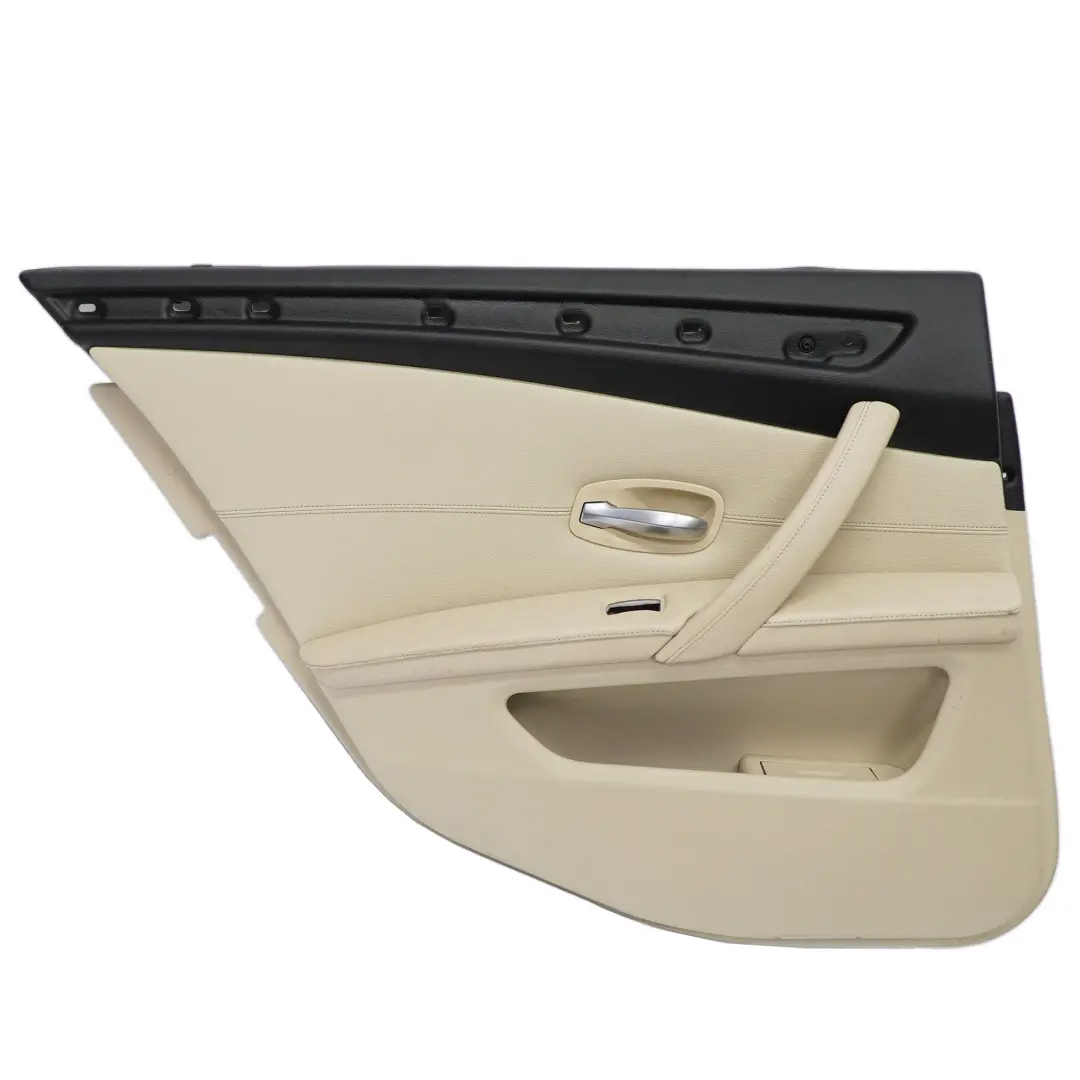 BMW E60 E61 LCI Trasera Izquierda Panel de Puerta de Cuero Beige Crema