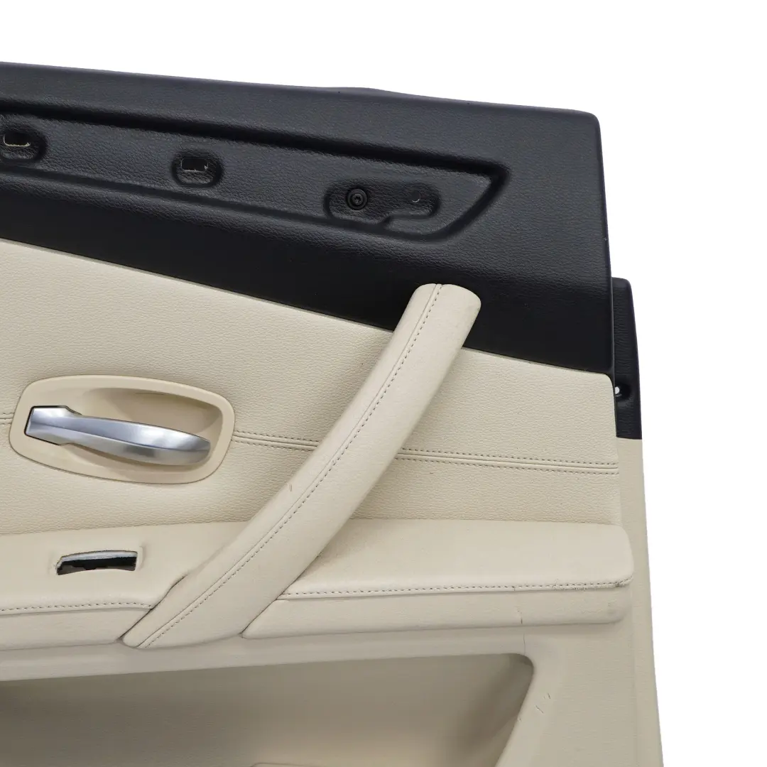 BMW E60 E61 LCI Trasera Izquierda Panel de Puerta de Cuero Beige Crema