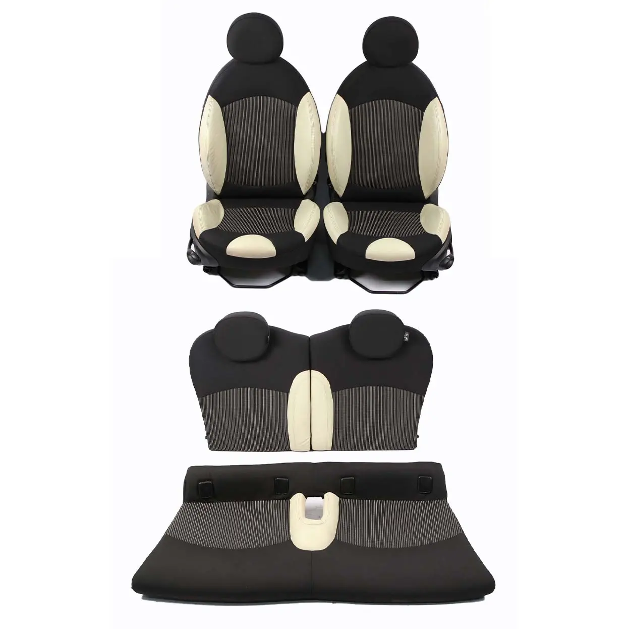 Seats Mini Cooper R56 Sport Fabric Cloth/Leather Cream White Front Rear Seat