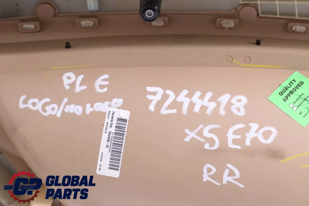 BMW E70 Beige Cuero Trasero Derecho O / S Panel De La tarjeta De puerta 7244418