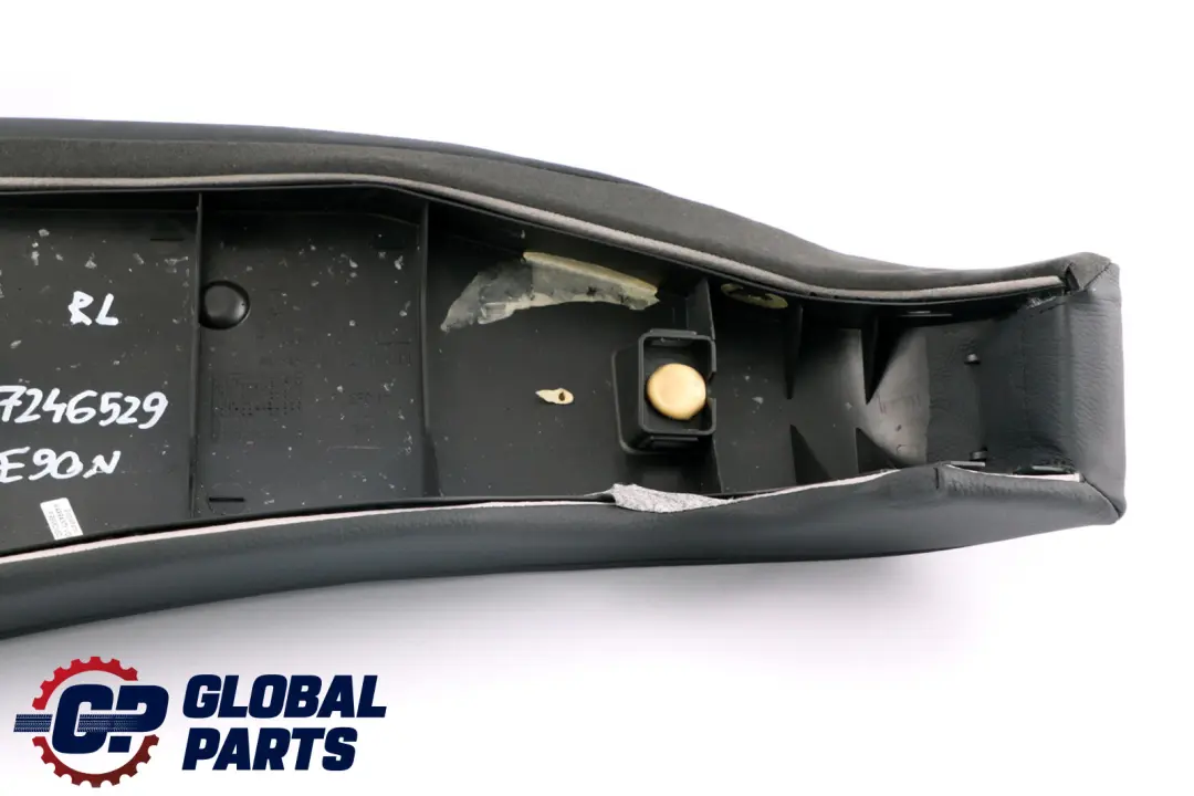 BMW E90 LCI Lateral Recubrimiento Panel Trasero Izquierdo Asiento Cuero Negro