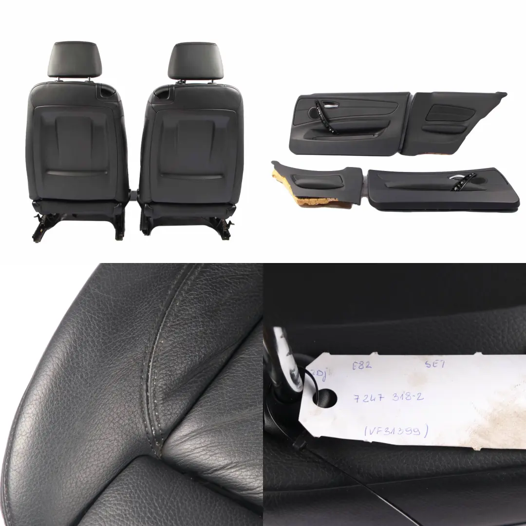 Leather Seats BMW E82 Coupe M Sport Black Front Rear Seat Sofa Bench Door Cards