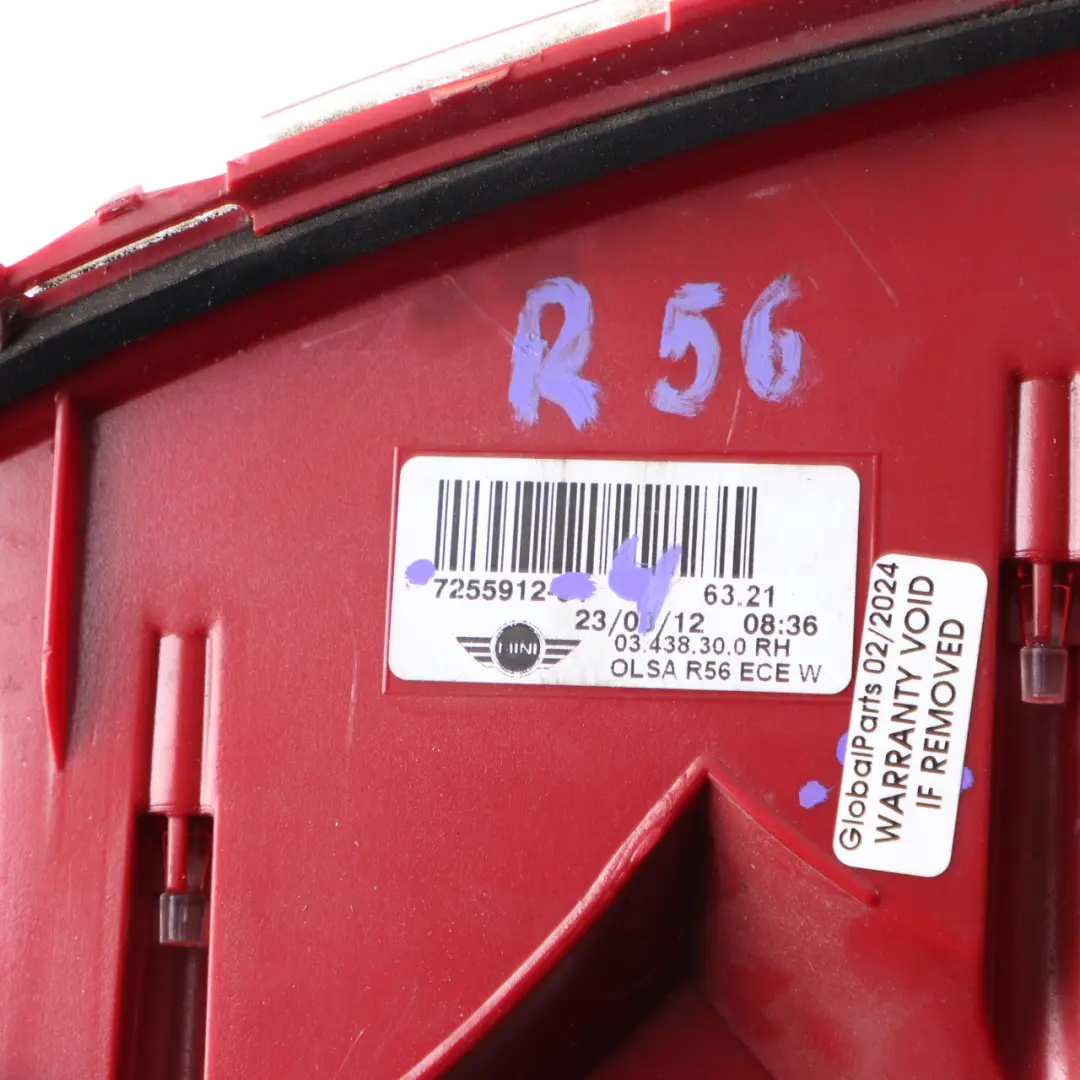Rear Lamp Mini R56 R57 LCI R58 R59 Light The Side Panel White Right O/S 7255912