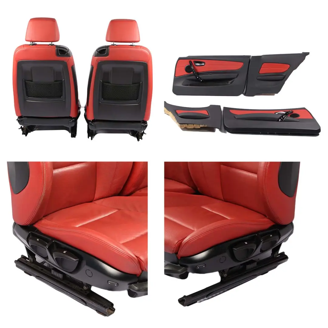 Seats BMW E82 Coupe Heated M Sport Red Leather Front Rear Seat Door Cards