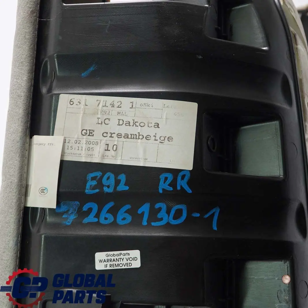 BMW E92 Creambeige Crema Beige Cuero Asiento Trasero Derecho O / S Funda Sofa